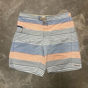 Orange, Blue, and Gray striped Patagonia Board shorts size 38 waist